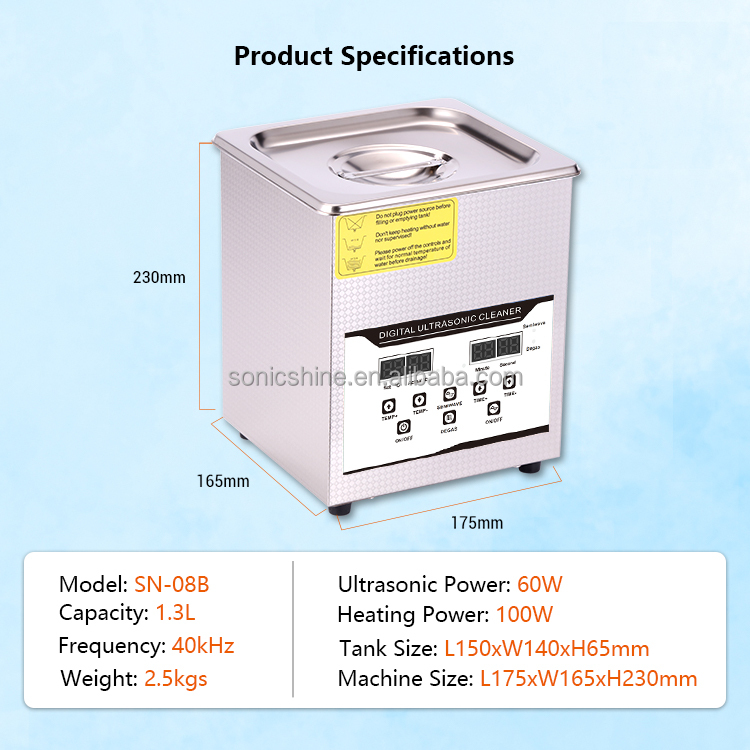 SN-08B 1.3L Electric Ultrasoni - Ultrasonic Cleaner Lab recension och pris